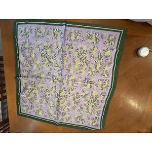 Floral Patterned Square Scarf with Green Border